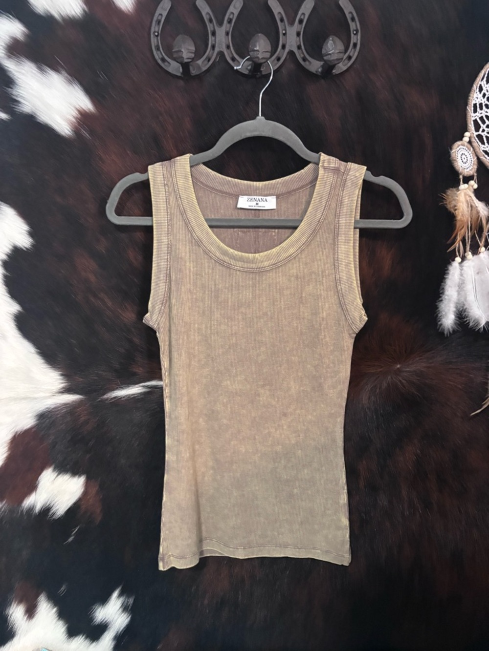 Zenana Mocha Tank Top - Sleeveless Ribbed Tee
